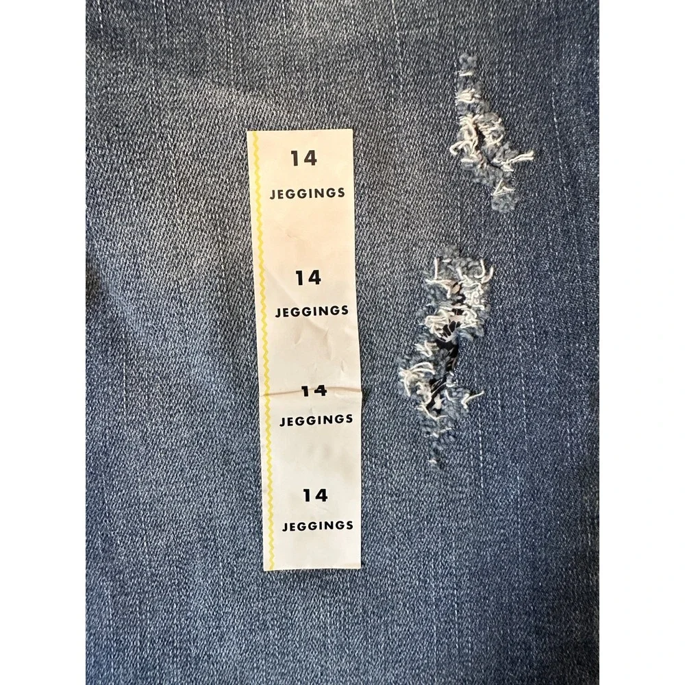 Cat & Jack Jegging Size 14 Blue Denim Distressed High Rise Skinny‎ Casual NWT